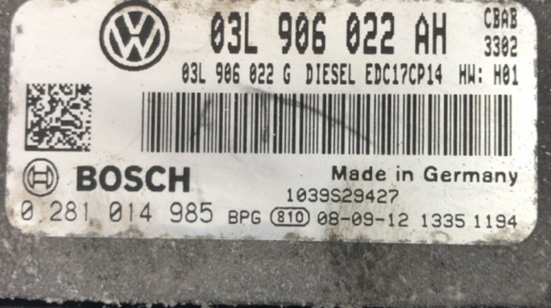 Calculator motor ECU VW Golf 6, 2.0 GTD, DSG sedan 2009 (03L906022AH)