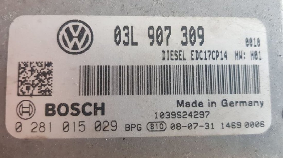 Calculator motor Ecu VW Golf 6 2.0TDi CBBA 03l907309