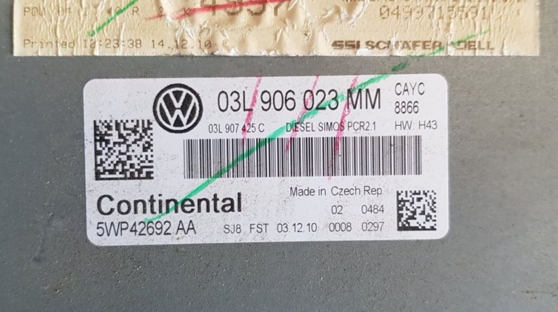 Calculator motor / Ecu VW Golf VI 1.6 TDI 105 CP CAYC cod 03L906023MM