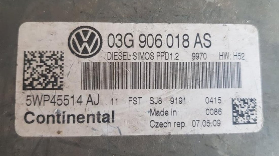 Calculator motor Ecu VW Passat B6 2.0 BMR 03g906018as