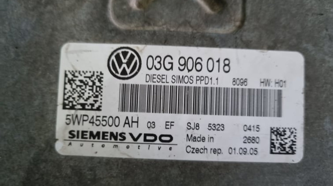 Calculator motor / ECU VW Passat B6 2.0 TDi 140 cai motor BKP cod piesa : 03G906018