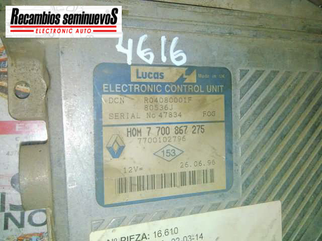 Calculator Motor LUCAS RENAULT MEGANE R04080001F / HOM 7700867275 / HOM7700867275 / 7700102769R04080001F / HOM 7700867275 / HOM7700867275 / 7700102769