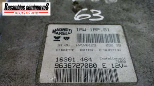 Calculator Motor MAGNETI MARELLI PEUGEOT 206 9636727080-E / 9636727080 E / 9636727080E / IAW 1AP 81 ...