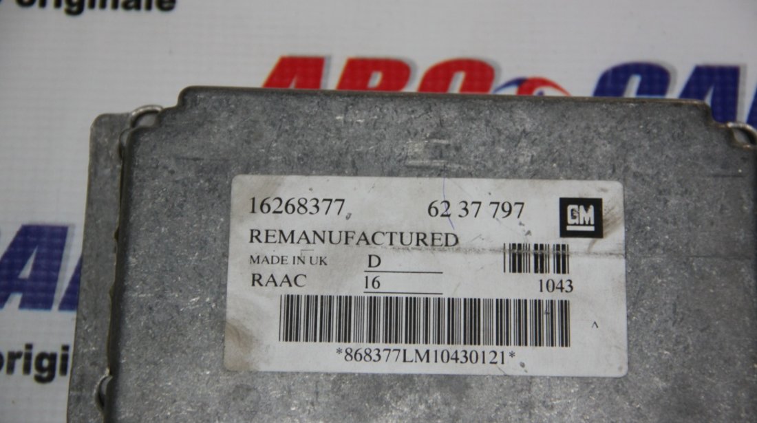 Calculator motor Opel Astra G 1.6 Benzina cod: 16268377 / 6237797 model 2000