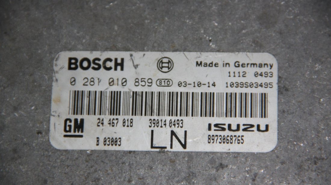 Calculator motor Opel Astra G 1.7 CDTI cod: 24467018LN / 24467018 / 0281010859 model 2001