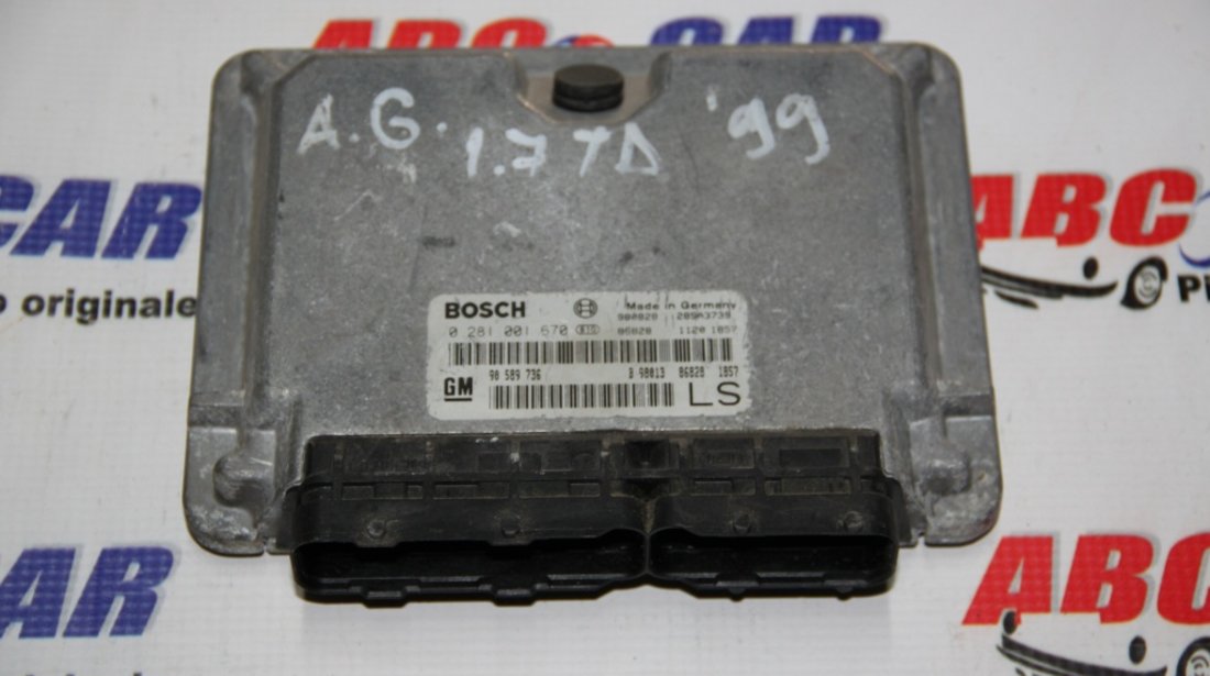 Calculator motor Opel Astra G 1.7 TD cod: 90589736LS / 0281001670 model 2001