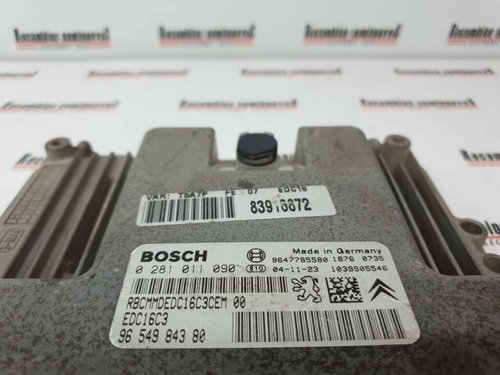 Calculator Motor PEUGEOT 307 0 281 011 090 / 0281011090 / EDC16C3 / 96 549 843 80 / 9654984380 / 964...