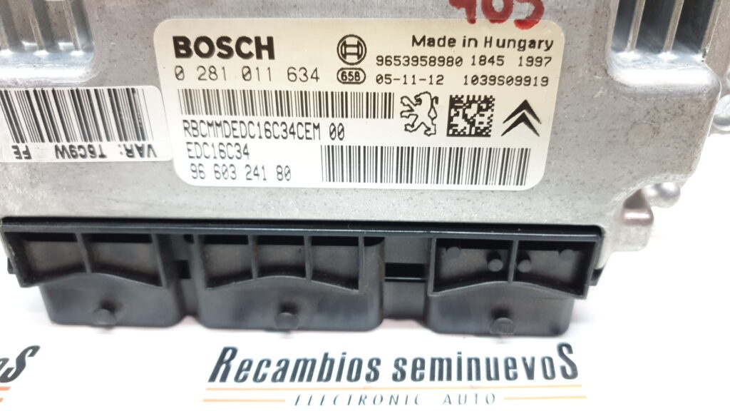 Calculator Motor PEUGEOT 307, 0281011634, EDC16C34, 9660324180, 9653958980,