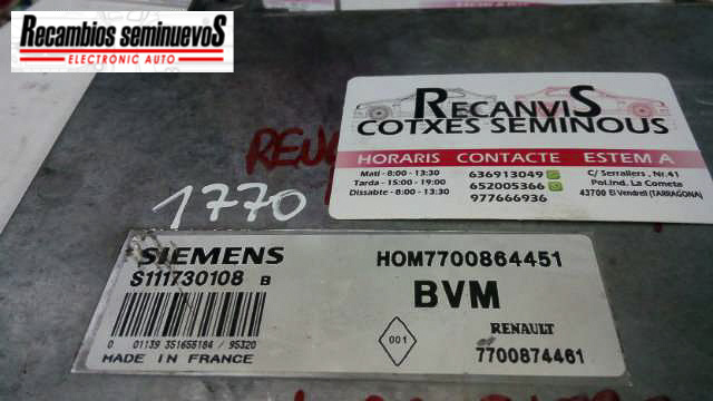 Calculator Motor RENAULT MEGANE, S111730108B, HOM 7700864451, 7700874461,