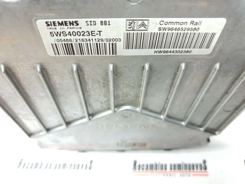 Calculator Motor SIEMENS CITROEN XSARA, 5WS40023ET / SID801 / SW 9646529580 / SW9646529580 / HW 9644...