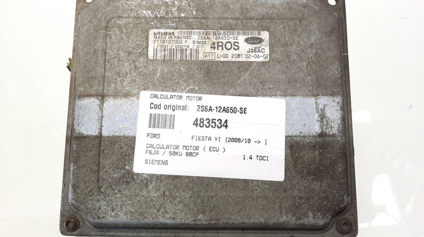 Calculator motor Siemens, cod 2S6A-12A650-SE, Ford Fiesta 6, 1.4 benz, FXJA (id:483534)