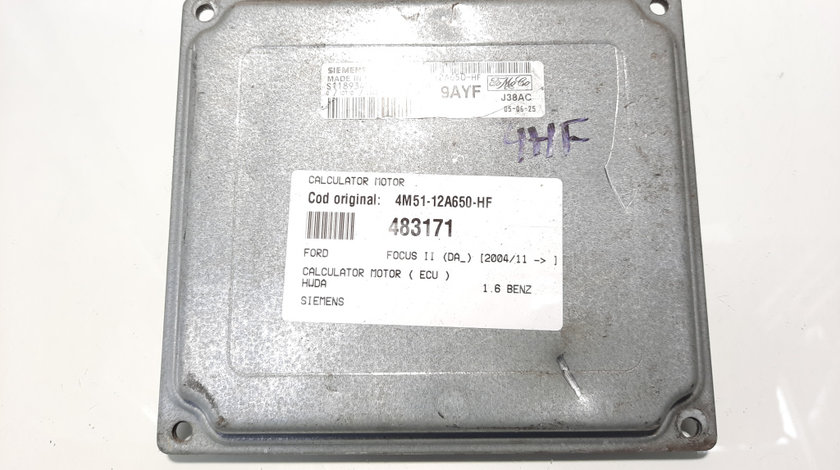 Calculator motor Siemens, cod 4M51-12A650-HF, Ford Focus 2 (DA) 1.6 B, HWDA (id:483171)