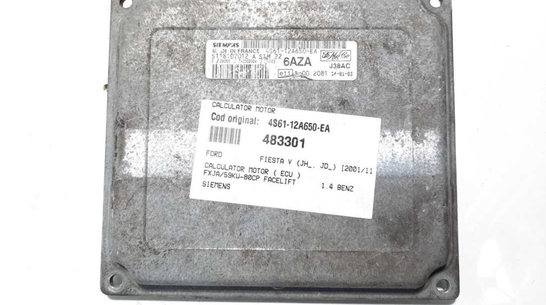 Calculator motor Siemens, cod 4S61-12A650-EA, Ford Fiesta 5, 1.4 B, FXJA (id:483301)