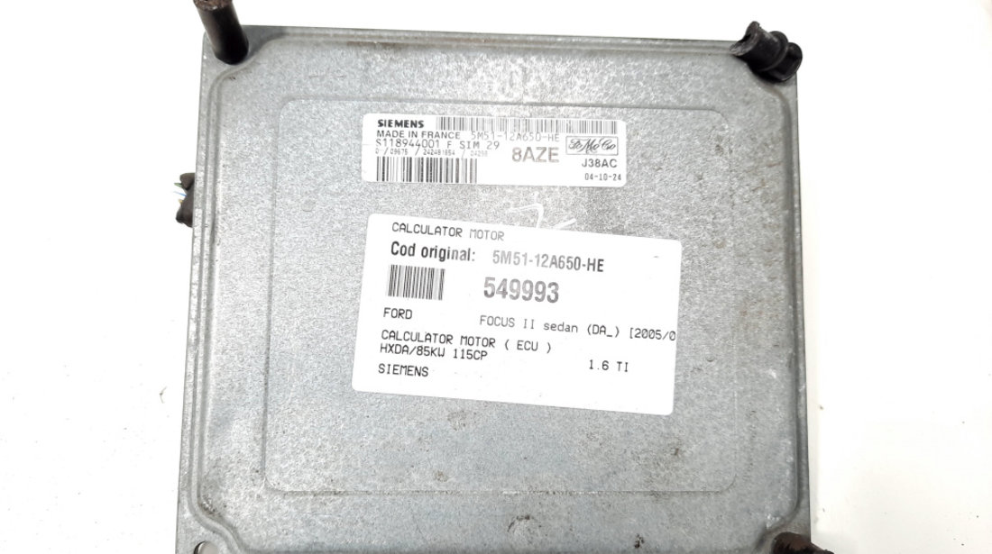 Calculator motor Siemens, cod 5M51-12A650-HE, Ford Focus 2 Combi (DA), 1.6 TI, HXDA (idi:549993)