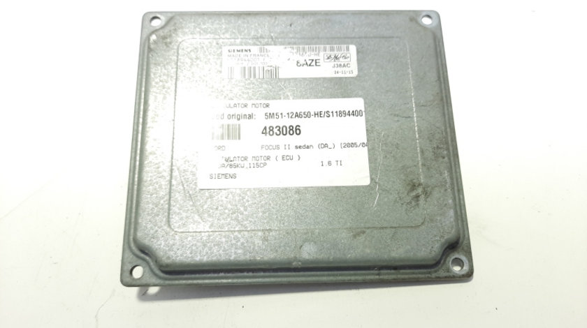 Calculator motor Siemens, cod 5M51-12A650-HE, S118944001,Ford Focus 2 Sedan (DA) 1.6 benz, HXDA (id:483086)