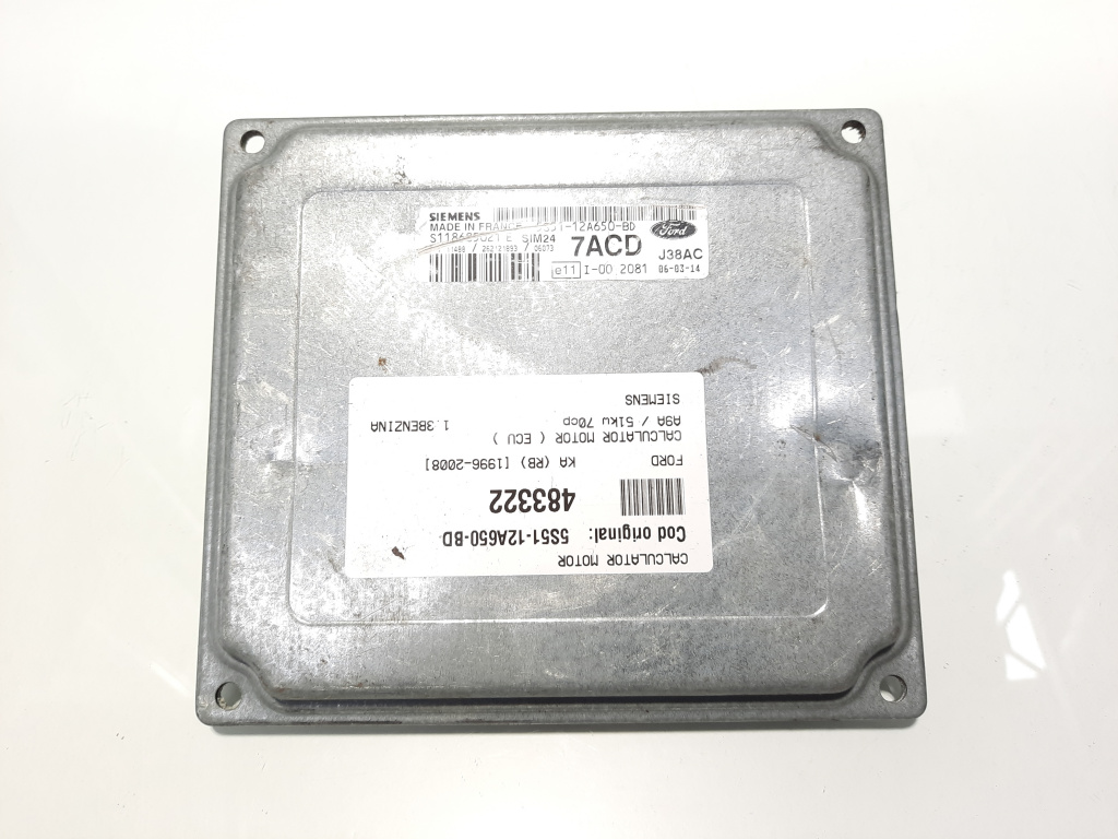 Calculator motor Siemens, cod 5S51-12A650-BD, Ford Ka (RB) 1.3 B, A9A (id:483322)