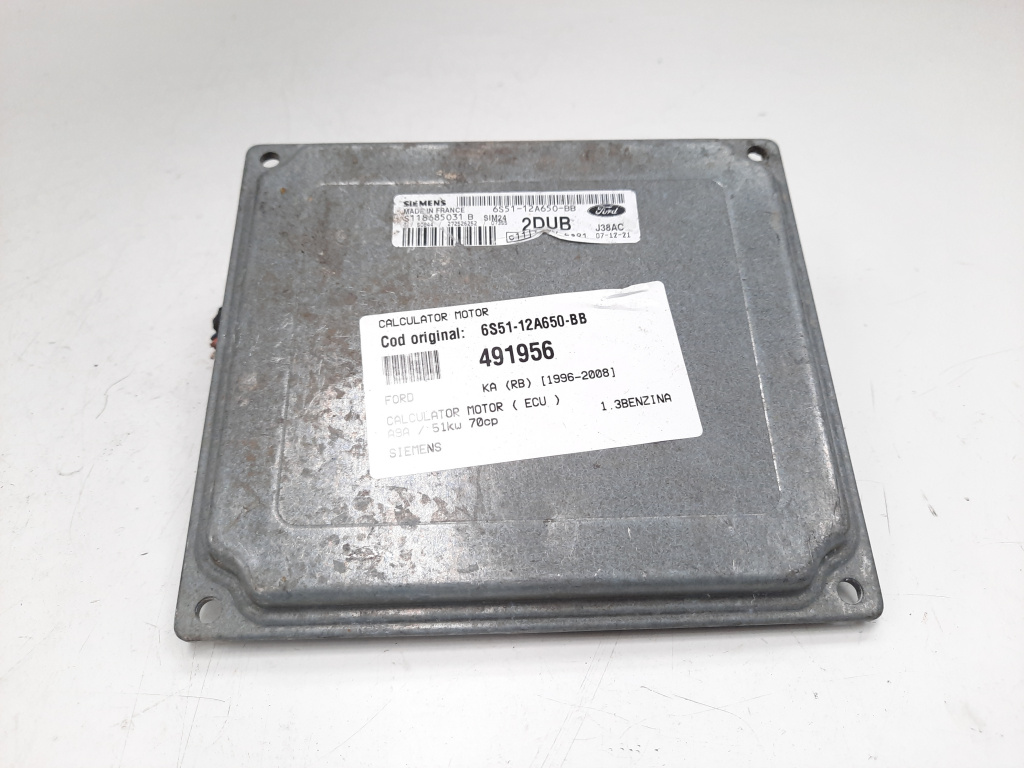 Calculator motor Siemens, cod 6S51-12A650-BB, Ford Ka (RB), 1.3 benz, A9A (id:491956)