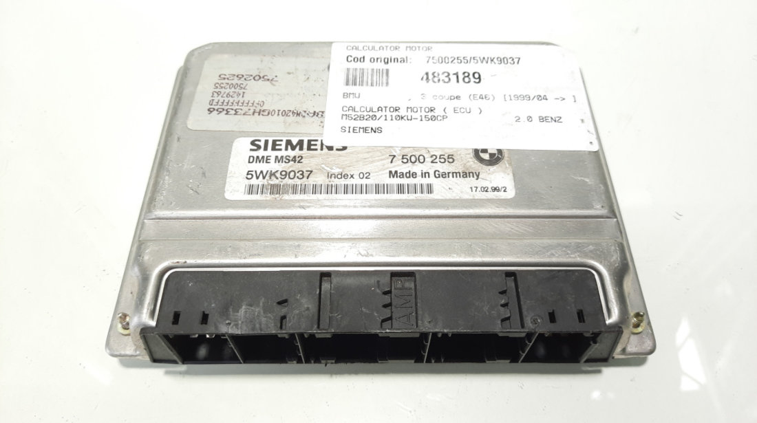Calculator motor Siemens, cod 7500255, 5WK9037, Bmw 3 Coupe (E46) 2.0 b, M52B20 (id:483189)