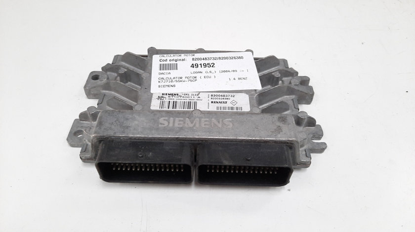 Calculator motor Siemens, cod 8200483732, 820032680, Dacia Logan MCV (KS), 1.4 benz, K7J710 (idi:491952)