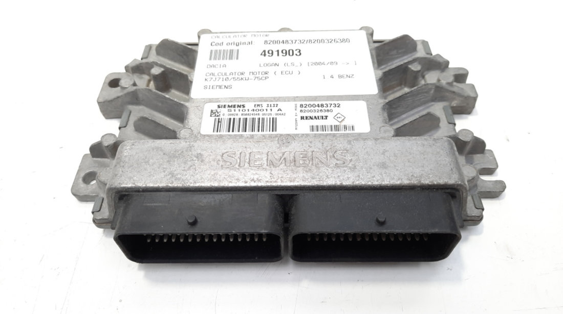 Calculator motor Siemens, cod 8200483732, 8200326380, Dacia Sandero, 1.4 benz, K7J710 (id:491903)