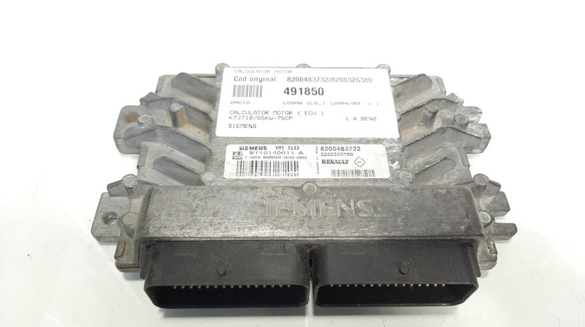 Calculator motor Siemens, cod 8200483732, 8200326380, Dacia Logan MCV (KS), 1.4 benz, K7J710 (idi:491850)