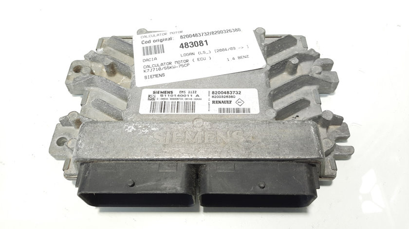 Calculator motor Siemens, cod 8200483732, 8200326380, Dacia Logan (LS) 1.4 B, K7J710 (id:483081)