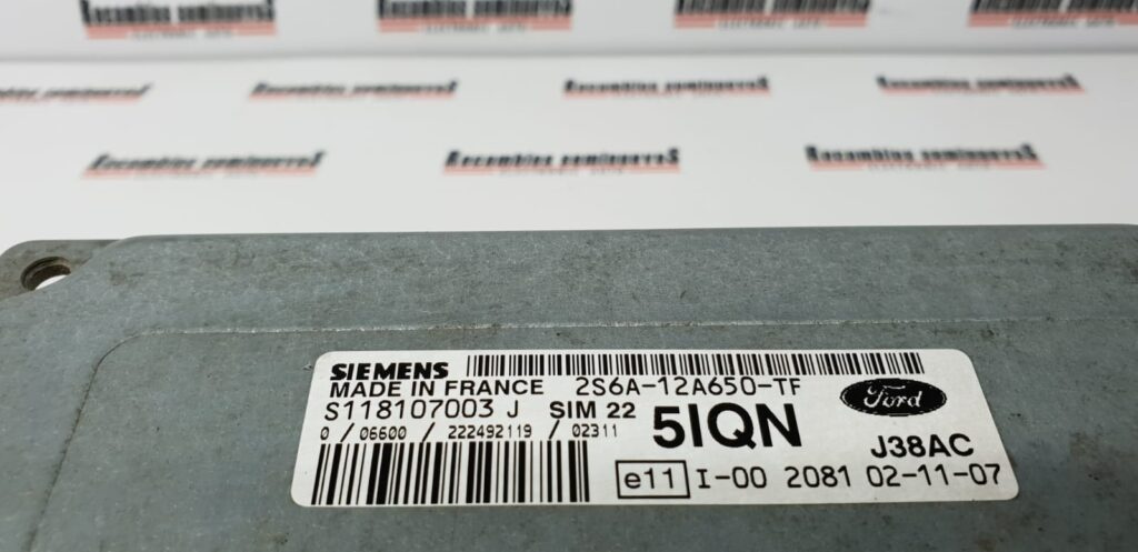 Calculator Motor SIEMENS FORD FIESTA 2S6A-12A650-TF / 2S6A 12A650 TF / 2S6A12A650TF / S118107003 J / S118107003J / SIM 22 / SIM22 / J38AC2S6A-12A650-TF / 2S6A 12A650 TF / 2S6A12A650TF / S118107003 J / S118107003J / SIM 22 / SIM22 / J38AC