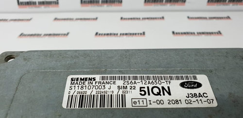 Calculator Motor SIEMENS FORD FIESTA 2S6A-12A650-TF / 2S6A 12A650 TF / 2S6A12A650TF / S118107003 J /...