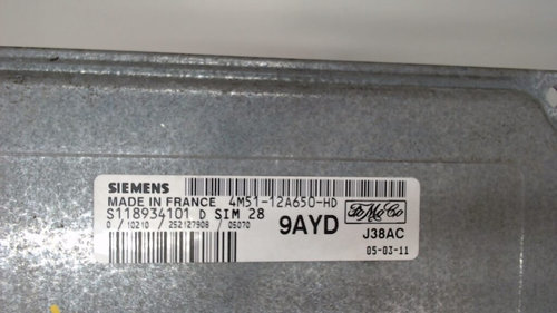 Calculator Motor SIEMENS FORD FOCUS S118934101 D / S118934101D / 4M51-12A650-HD / 4M51 12A650 HD / 4...