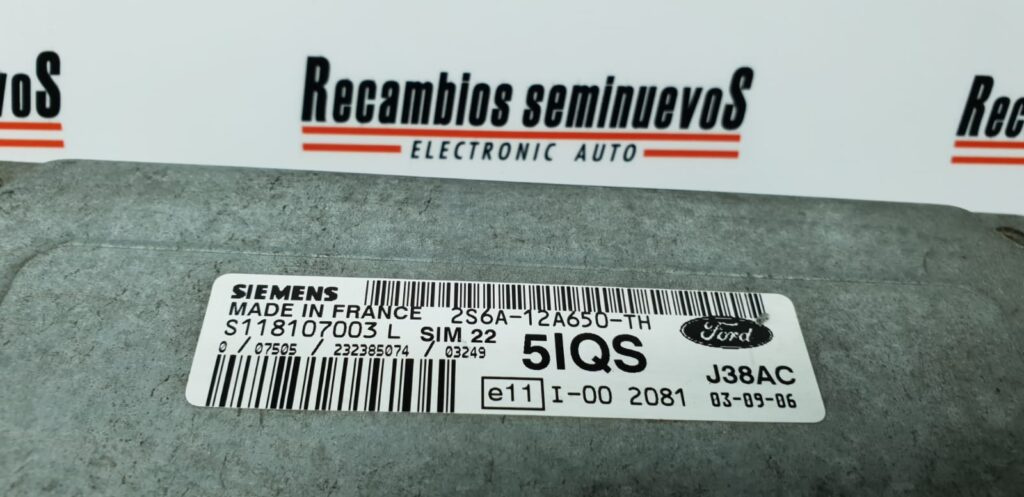 Calculator Motor SIEMENS FORD FUSION 2S6A-12A650-TH / 2S6A 12A650 TH / 2S6A12A650TH / S118107003 L / S118107003L / SIM22 / J38AC2S6A-12A650-TH / 2S6A 12A650 TH / 2S6A12A650TH / S118107003 L / S118107003L / SIM22 / J38AC