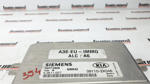 Calculator Motor SIEMENS KIA RIO 5WY1340A / 39110-2X046 / 39110 2X046 / 391102X046 / SIMK425WY1340A ...