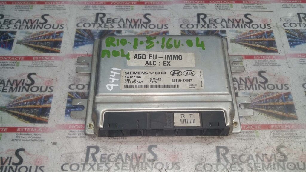 Calculator Motor SIEMENS KIA RIO 5WY5716A / 39110-2X567 / 39110 2X567 / 391102X567 / SIMK425WY5716A / 39110-2X567 / 39110 2X567 / 391102X567 / SIMK42