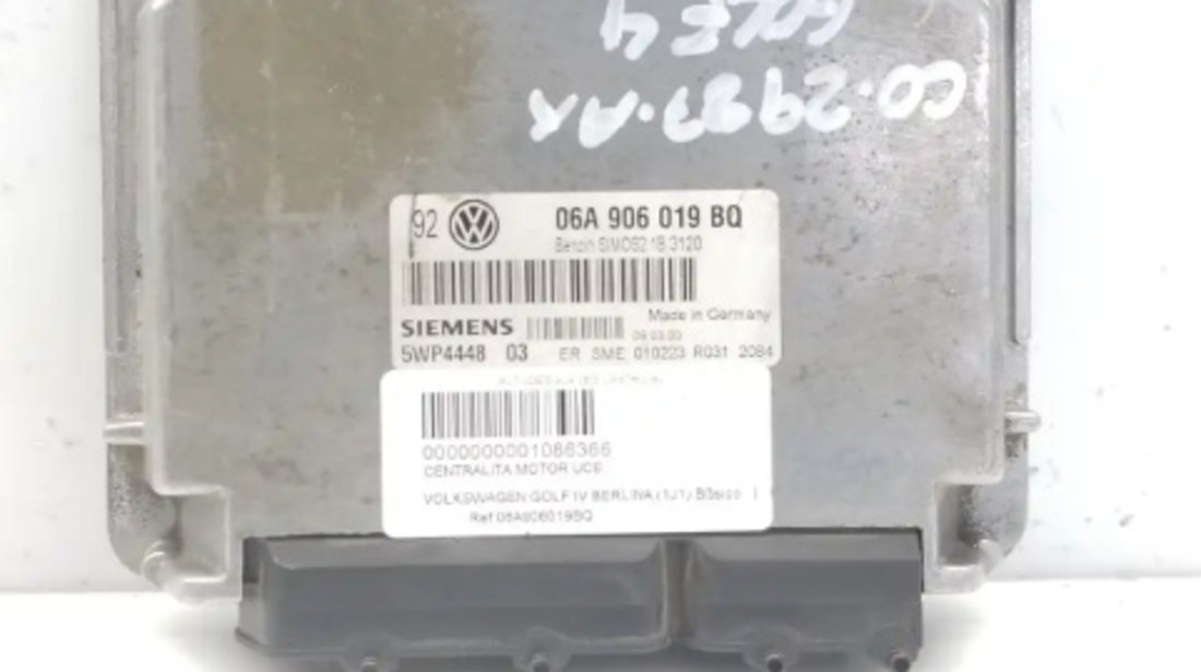 Calculator Motor Volkswagen VW Golf, 06A906019 06A906019 Volkswagen VW Golf 4 [1997 - 2006] Hatchback 3-usi 1.6 AT (100 hp)