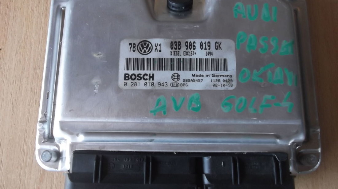 calculator motor vw passat 1.9 tdi   AVB 038906019GK  0281010943