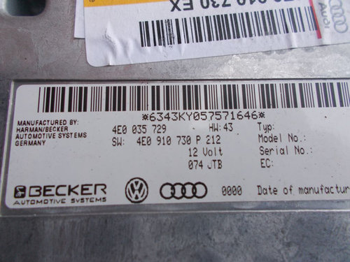 Calculator navigatie BECKER AUDI A8 4E0 035 729 / 4E0035729 / 4E0 910 730 P / 4E0910730P4E0 035 729 ...