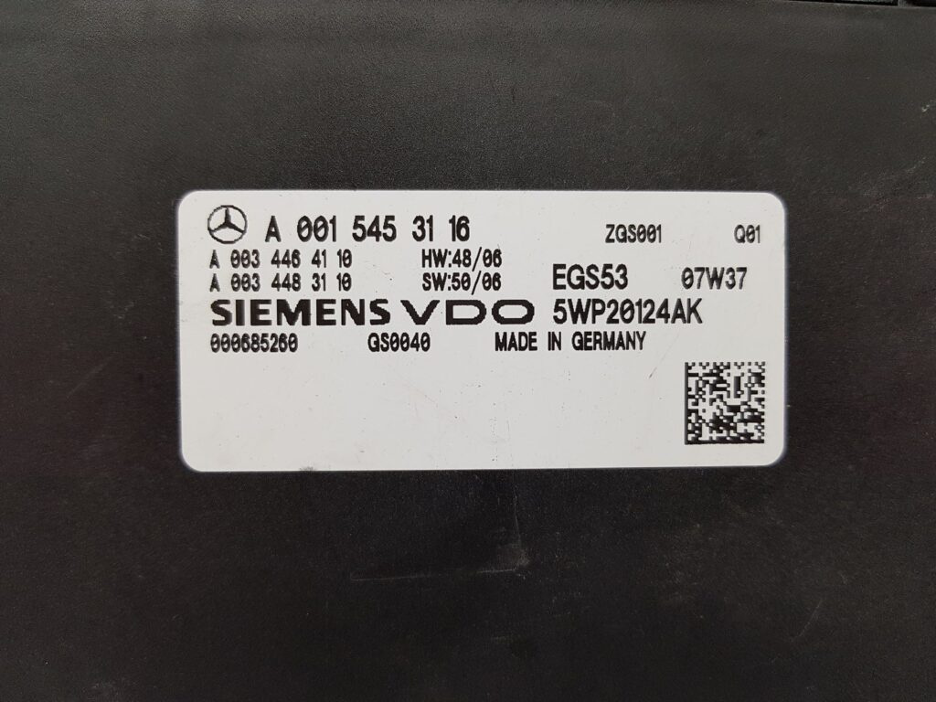Calculator transmisie SIEMENS MERCEDES-BENZ Class E A 001 545 31 16 / A0015453116 / A 003 446 41 10 / A0034464110 / A 003 448 31 10 / A0034483110 / EGS53 / 5WP20124AKA 001 545 31 16 / A0015453116 / A 003 446 41 10 / A0034464110 / A 003 448 31 10 / A0
