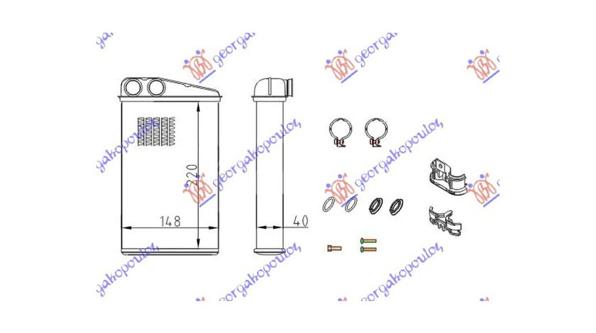 Calorifer Radiator incalzire habitaclu Renault Megane 2 Cabrio 2006-2010 NOU (234x157) (COMPLET CU KIT