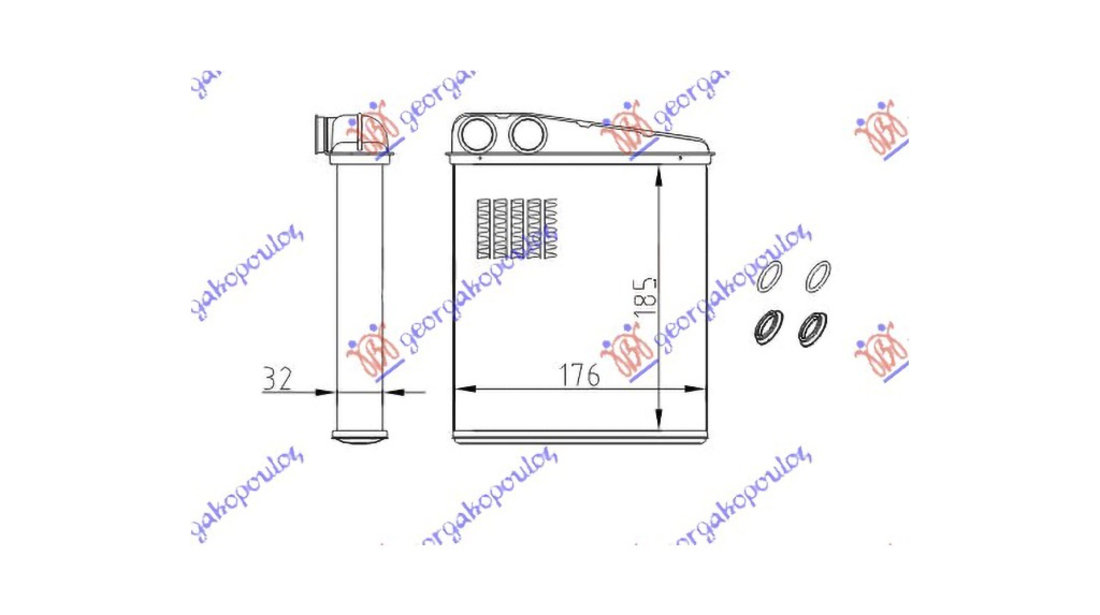 Calorifer Radiator incalzire habitaclu Seat Alhambra 2010- NOU 1K0819031A 1K0819031B TIP VALEO (185x176)