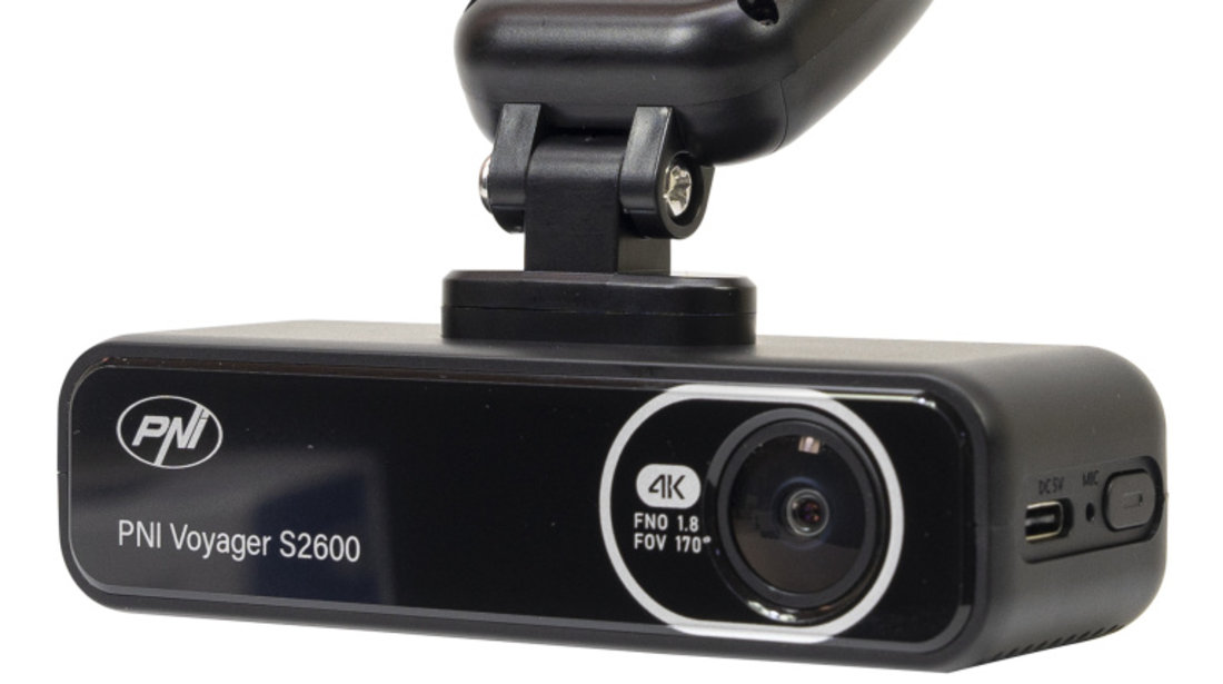 Camera auto DVR PNI Voyager S2600 WiFi 4K Ultra HD, fara display, functie Monitorizare parcare, G-senzor, inregistrare video si audio, alimentare 12V/24V PNI-S2600