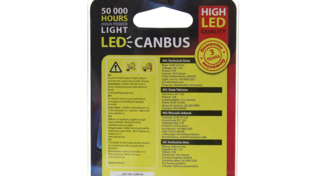 CAN119 led sofit pentru plafoniera si numare de inmatriculare CAN119