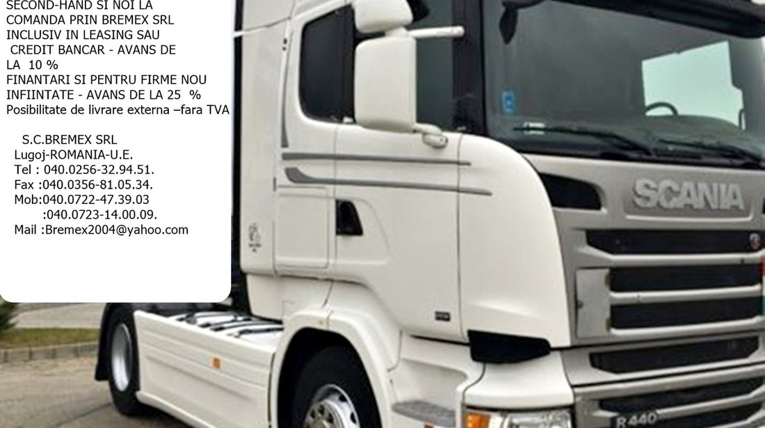 CAP TRACTOR SCANIA R-440 EEV +LEASING CU AVANS INCEPIND DE LA 10%-FINANTARI SI PENTRU FIRME NOI