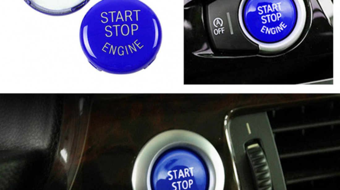 Capac Buton Start-Stop Compatibil Bmw X6 E71 2007-2014 SSV-8007 Albastru