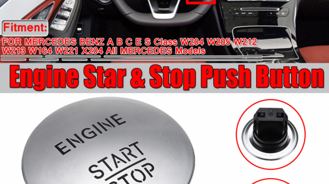 Capac Buton Start-Stop Compatibil Mercedes-Benz A-Class W176 2012→ EWS-ME-045
