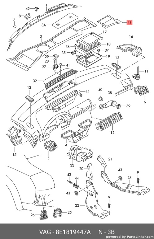 Capac carcasa filtru polenAudi A4 B7 (8E)Berlina 2007 1.9 TDI OEM 8E1819447A
