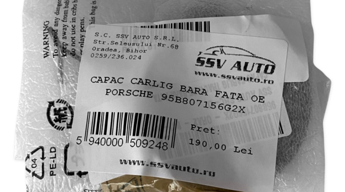 Capac Carlig Remorcare Bara Fata Oe Porsche Macan 95B 2014→ 95B807156G2X