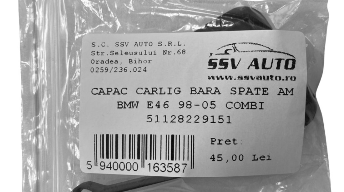 Capac Carlig Remorcare Bara Spate Am Bmw Seria 3 E46 1998-2005 Combi 51128229151