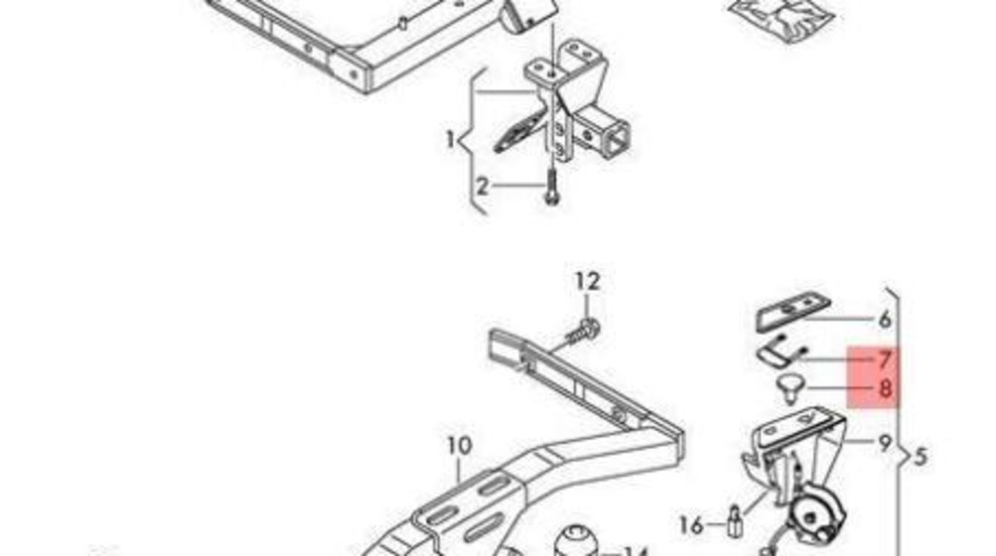 Capac carlig remorcare Volkswagen Tiguan (2007->)[5N_] 5N0803847