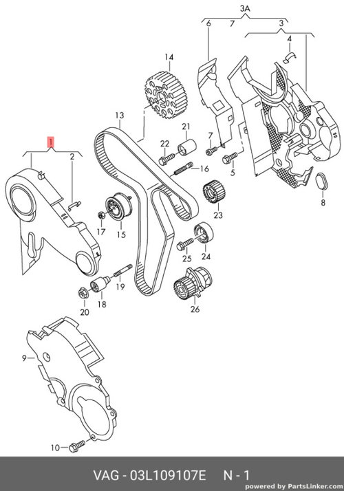 Capac distributie 2.0 tdi common rail E5 Skoda Superb (3T5) 2009 2010 OEM 03L109107E