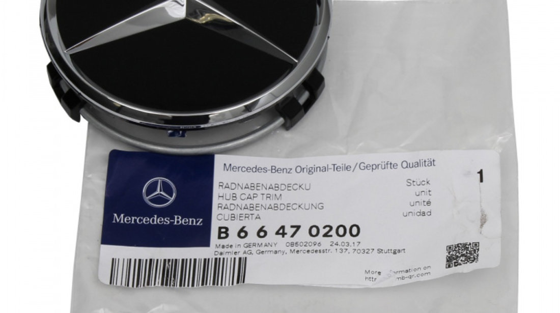 Capac Janta Oe Mercedes-Benz Ø 75MM B66470200 Negru