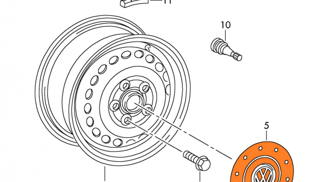 Capac Janta Oe Volkswagen Transporter T5 2003-2015 16&quot; Jante Otel 7H0601151BRVB